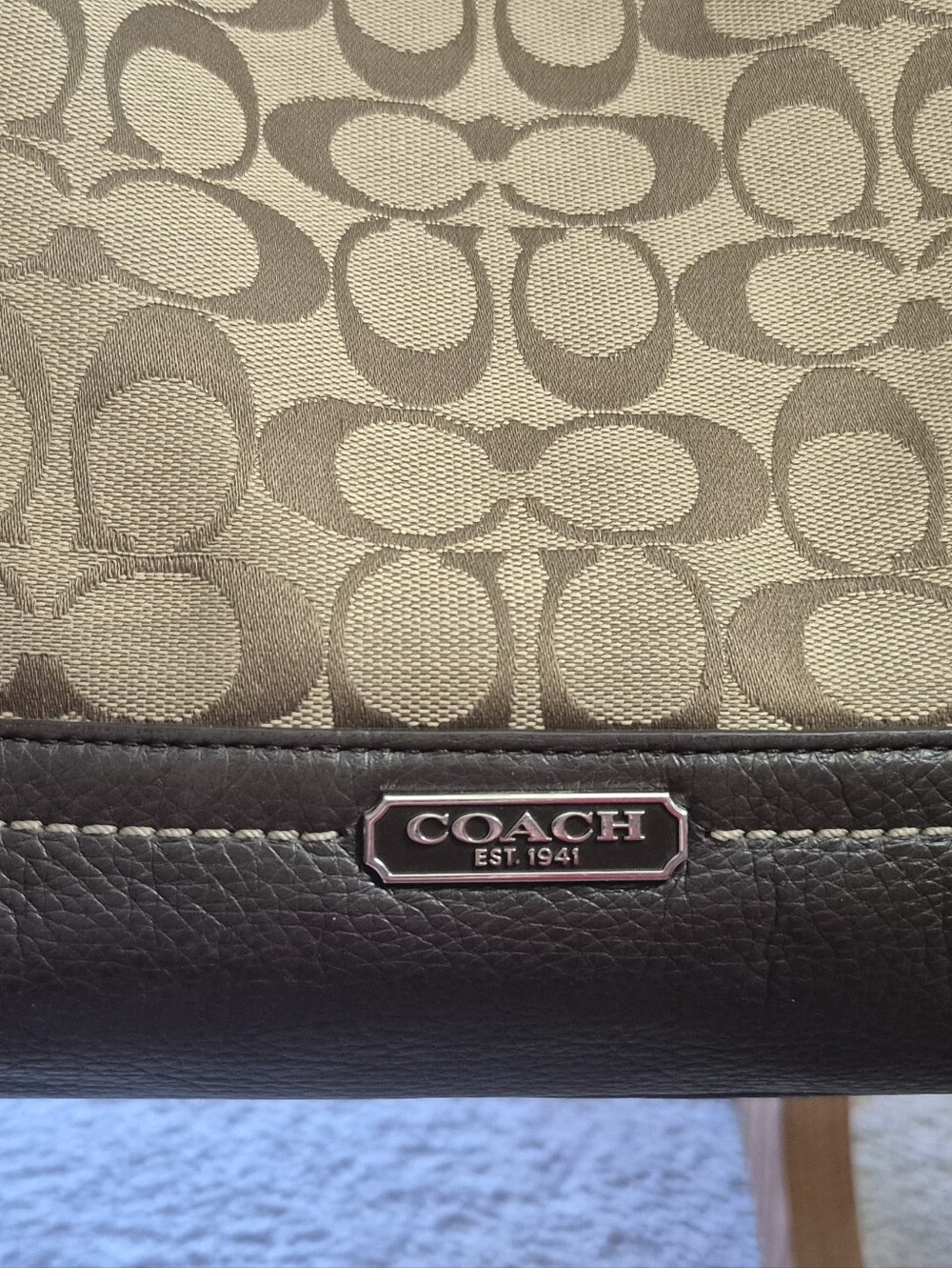 Coach Tan and Brown Signature Canvas Tote with Matching Wallet. GOOD CONDITION - Picture 5 of 17